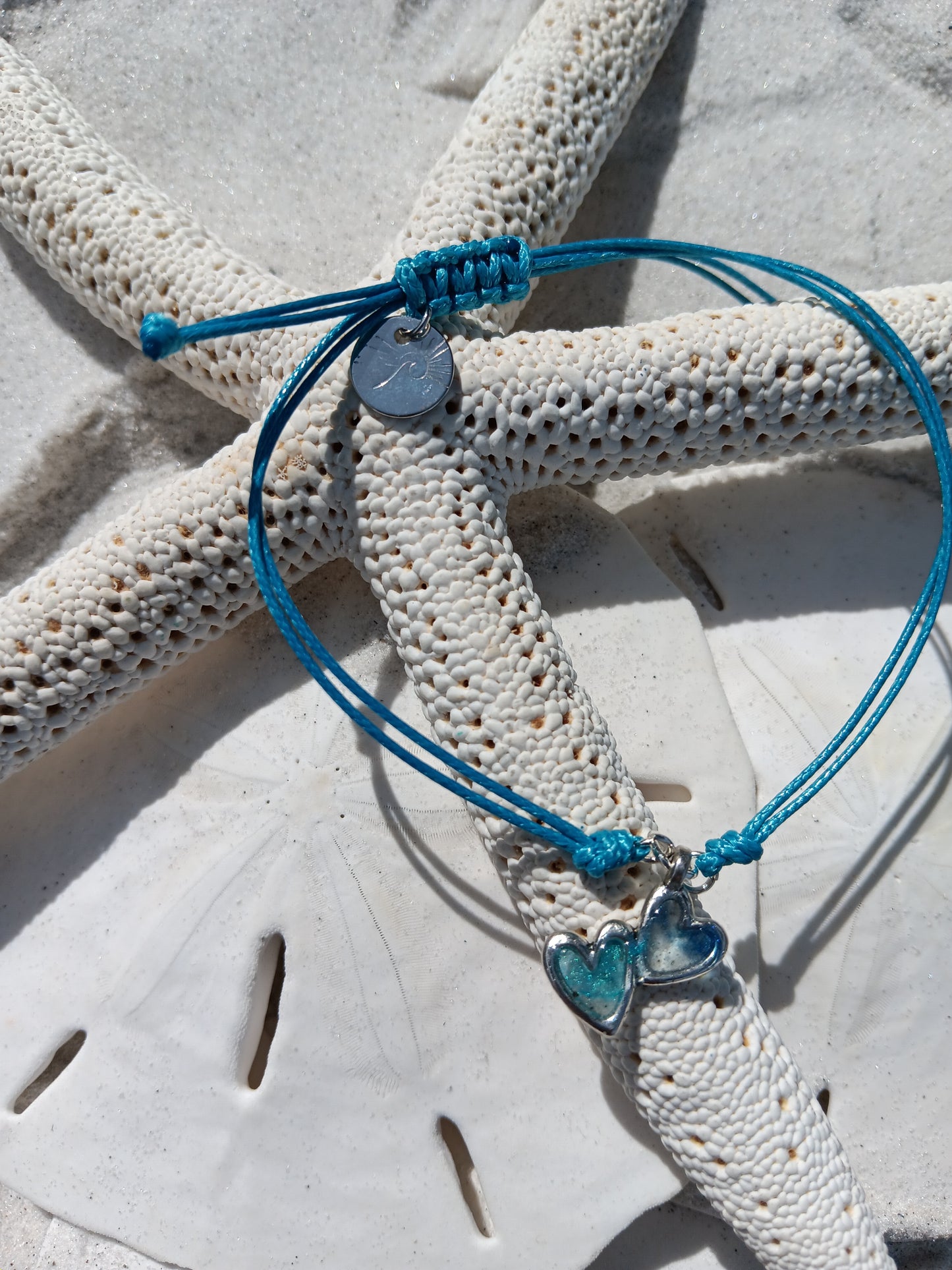 Waxed Polyester Cord Bracelet with charm