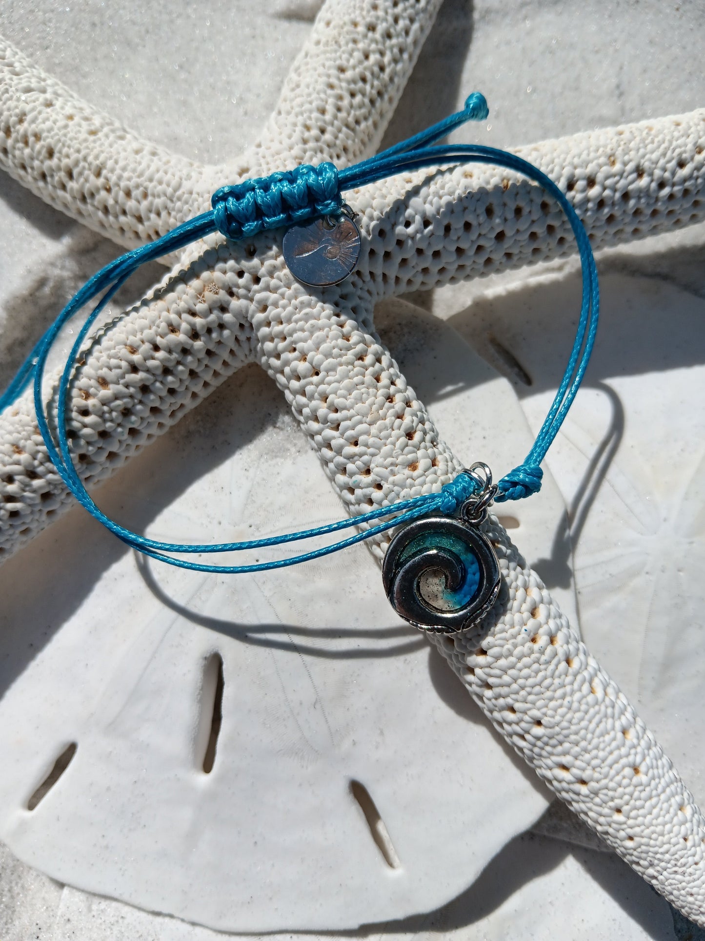 Waxed Polyester Cord Bracelet with charm